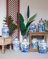 Dragon chinois bleu et blanc grand pot de gingembre en céramique porcelaine ming vase antique