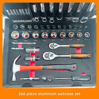 Juego de Herramientas Manuales de 266 Piezas para Reparación Profesional de Automóviles, Herramientas de Acero al Carbono con Estuche Rígido