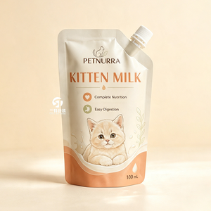 Petites quantités minimales de commande (MOQ) – Sachets à bec verseur personnalisés de qualité alimentaire en aluminium pour l'emballage de liquides nutritionnels pour animaux de compagnie, bouillon de viande pour chiens, lait pour chats et compléments alimentaires. - Product Image 4