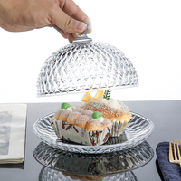Glazen taartplateau met glazen deksel, herbruikbaar en stofdicht, voor het presenteren van desserts, fruit en etenswaren