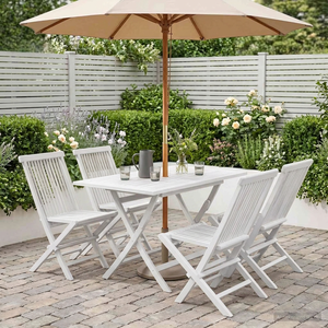 <b>Foldable</b> Teak Wood Garden <b>Table</b> Set Outdoor Patio <b>Dining</b> Furniture 4 <b>Chairs</b> Sunshade Deck Seating - Product Image 4