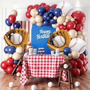 Kit de guirlande de ballons de baseball rouge et bleu marine avec ballons en aluminium en forme de gant de baseball pour la décoration de fête de 1er anniversaire de garçons débutants - Product Image 2