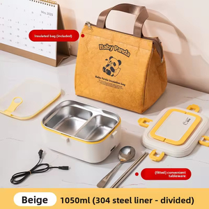 Multifunctional Potable Food Warmer Food Heating <b>Container</b> 1050ml Stainless Steel 304 Electric Heated Lunch <b>Box</b> - Product Image 2