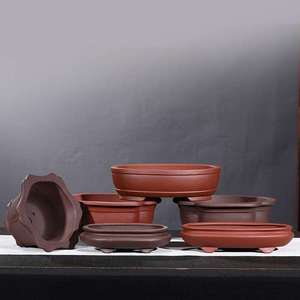 Pot à bonsaï ovale contemporain de petite taille en argile violette, pot à fleurs, pots de jardin en céramique, écologique, durable, pour plantes succulentes, utilisation en <span class=keywords><strong>intérieur</strong></span> - Product Image 1