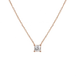 Classic Princess Cut Lab Grown Diamond Pendant <b>Necklace</b> 14K 18K Yellow Gold Solitaire 4 Prongs Minimalist Fine Jewelry - Product Image 3