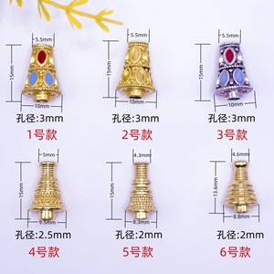 Accessoires de bijouterie pagode pyramide en or antique, trou de 3mm et 2mm, pour cérémonie religieuse, bricolage, objet de collection culturel - Product Image 1