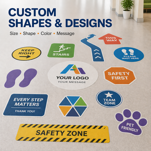 <span class=keywords><strong>Vinilo</strong></span> autoadhesivo personalizado, gráficos brillantes, suelo redondo, señalización de advertencia cuadrada, pegatinas impresas, calcomanías de suelo - Product Image 4