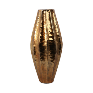 Vaso Moderno in Metallo Scanalato Alto, Decorazione d'Angolo per Soggiorno, Camera da Letto, Ufficio - Product Image 1