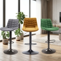 Nouvel Arrivage Tabouret de Bar Moderne Populaire en Tissu, Réglable et Pivotant, avec Cadre Thermolaqué pour Salle à Manger, Salon, Bar à Domicile, Centre Commercial