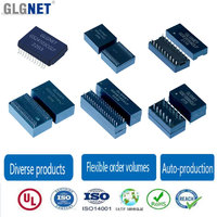 GLGNET SMT Transformator Isolasi Jaringan Fase Tunggal Filter RJ45 LAN Gulungan Tembaga Konstruksi Logam Multi-Pin Model