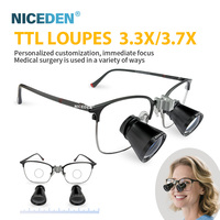 Loupes binoculaires TTL personnalisées NICEDEN 3.3X 3.7X 100mm Profondeur de champ intégrée Verre grossissant dentaire traversant le lentille (TTL)