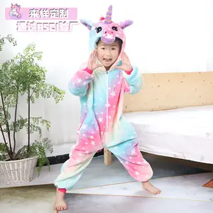 Kids Unicorn Hooded macacão estrela impressão Kids Soft Plush onesie flanela fleece pijama de uma peça unicórnio