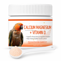 Poudre de calcium et de magnésium pour oiseaux, vitamine D, supplément minéral aviaire, aide à la force des os, formation des coquilles d'œufs, aide à la brillance des plumes, 80g