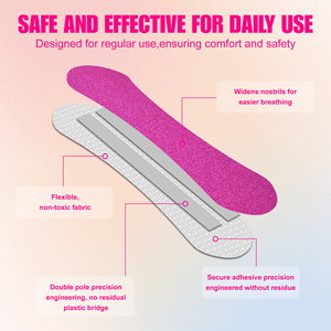 Bandes nasales roses personnalisées avec logo OEM : <span class=keywords><strong>Solution</strong></span> anti-<span class=keywords><strong>ronflement</strong></span> et soulagement de la congestion nasale extra-forte, <span class=keywords><strong>solution</strong></span> sans médicament pour un meilleur sommeil - Product Image 2