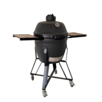 Barbecues en céramique de haute qualité, 22 pouces, noir brillant, pour fumer au charbon de bois, pour l'extérieur