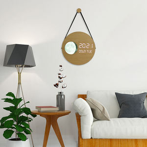 EMAF Grande taille alarme électronique géante en PVC Décoration minimaliste <span class=keywords><strong>Design</strong></span> moderne Calendrier numérique LED Phase de lune <span class=keywords><strong>Horloge</strong></span> <span class=keywords><strong>murale</strong></span> à face unique - Product Image 3