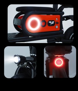Trottinette électrique pliable rouge et noire pour adultes, 25 km/h, étanche, batterie portable, pour trajets quotidiens - Product Image 6