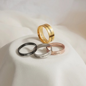Parola personalizzata all'interno dell'anello della banda di 2-7mm anello della banda di 2-7mm nome personalizzato anello di impilamento Unisex Memorial regali di anniversario - Product Image 2