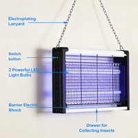 Lampe anti-moustiques électrique à haute tension 1500 volts, murale, UV, piège à insectes électrique, répulsif anti-moustiques