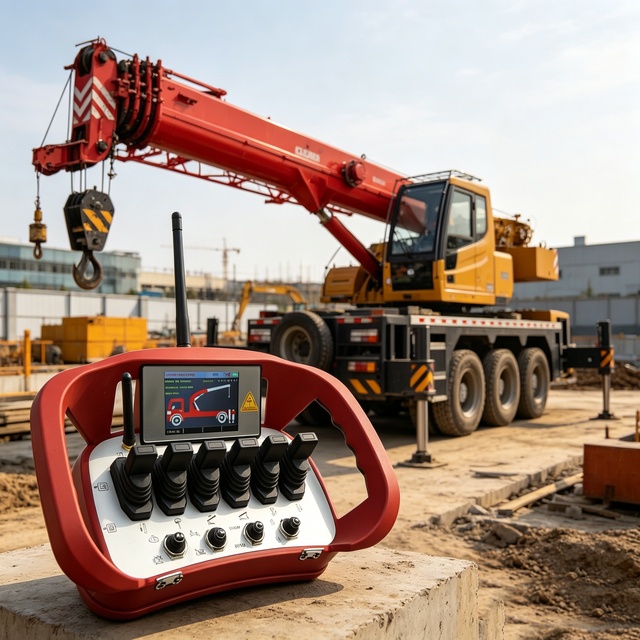 6 Joystick Wireless Industrial Remote Control LCD Screen Manual Automatic Integrated For Truck Mounted Crane Hydraulic Machinery