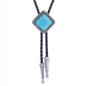 Vente directe usine : Collier pendentif en métal losange, style western <span class=keywords><strong>cowboy</strong></span>, mode sud-ouest, <span class=keywords><strong>cravate</strong></span> bolo en cuir et turquoise - Product Image 2