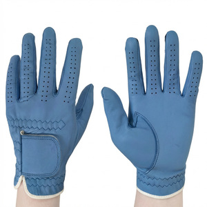 Guantes de golf de piel de oveja, color azul, transpirables, antideslizantes, unisex, para deportes al aire libre, con orificios de ventilación para golf - Product Image 3