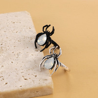 Ensemble de bijoux araignée d'Halloween, collier ras du cou, bracelet et bague en perles de cristal noir, accessoires pour femmes pour fête costumée gothique sombre