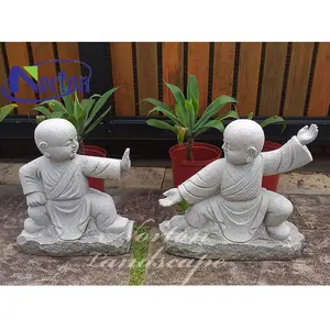 Садовый домашний Декор маленький шаолин милый малыш Монах Будда практика Каменная Статуя Скульптура