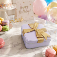 Boîte Cadeau Rectangulaire Personnalisée en Métal Lavande avec Couvercle et Base Deux Pièces pour Biscuits, Bonbons, Thé, Emballage Cadeau, Impression de Logo OEM