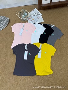 T-<span class=keywords><strong>shirt</strong></span> blanc pour <span class=keywords><strong>femme</strong></span>, vêtement féminin tendance, séchage rapide, tissu polyester élastique, hauts pour femmes, Sheines, vêtements décontractés durables - Product Image 1