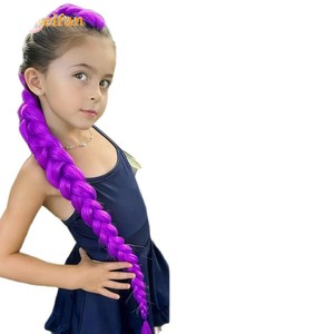 Extensions de queue de cheval Meifan pour enfants, 65 cm, anneau violet, cheveux synthétiques haute température, lot de trois pour filles - Product Image 5