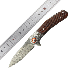 Chất Lượng Cao Tùy Chỉnh Tư Nhân Damascus Lưỡi Rèn Hạt Pommel & Gỗ Xử Lý Fusion Gấp Dao - Product Image 2