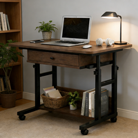 Vente directe d'usine, table mobile réglable en métal à haute capacité de charge avec roulettes pour la maison, le bureau et la chambre