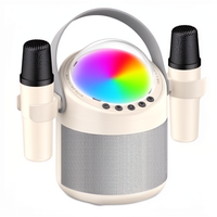 EVINYEP Portable pour machine de karaoké, mini haut-parleur 15W avec basses profondes, 2 micros sans fil, lumières LED pour fête, 5 effets sonores