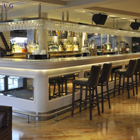 Comptoir de bar moderne en marbre translucide éclairé par LED, surface solide, design personnalisé pour la maison, le restaurant, le bar, comptoir à thé au lait blanc