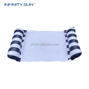 Infinity Sun özelleştirilmiş yüksek kaliteli çizgili şişme yüzen mat klip net yüzen satır su oyuncak şezlong yüzen yatak