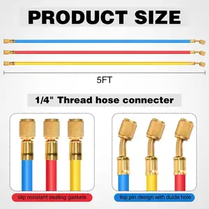 R134A R12 R22 및 R502 매니폴드 게이지 디지털 5FT 3 방향 단일 Hvac AC 진단 매니폴드 압력 게이지 세트