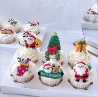 Décorations de gâteaux comestibles de noël, 50 pièces, bonhomme de neige, canne à bonbons, garniture de gâteaux père noël