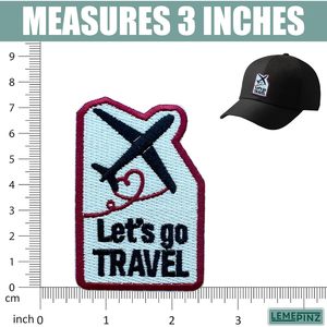 Let's Go Travel Embroidery Patch 3 Inches Iron On Sew On Travel <b>Applique</b> Patch Fabric Nonwoven Felt Bags - Product Image 3