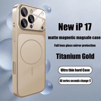 2025 Premium véritable verre dépoli étui de téléphone portable pour iPhone 17 16 15 14 Pro Max magnétique antichoc arrière lentille protection couvre