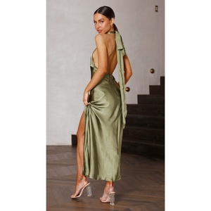 Vestido de Verano con Cuello Halter, Asimétrico, de Encaje, Ecológico, Transpirable, con Color de Tela Personalizado - Product Image 3