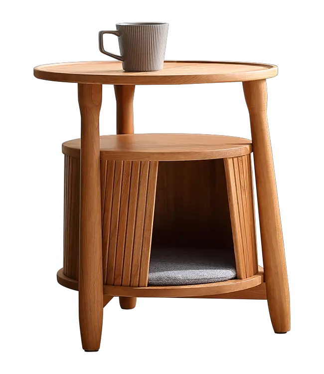 Mobilier multifonctionnel de salon de luxe avec une grande table d'appoint en bois de rangement pour chatte