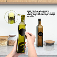 Vente en gros de bouteille d'huile d'olive en verre vert marasca de qualité alimentaire 250ml/500ml/750ml/1000ml pour la cuisine