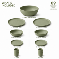 Ensemble de vaisselle en silicone sans BPA de Waker Manufacturers avec assiettes, bols, tasses et saladier pour la cuisine et le camping