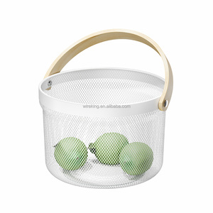 WIREKING, cesta de frutas de almacenamiento de malla redonda de 2 niveles, almacenamiento para el hogar y la cocina, organizador de verduras, soporte con asa - Product Image 2