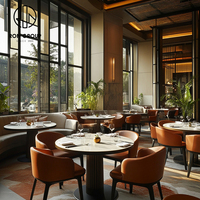 Ensemble de table et chaises rondes en marbre et cuir, meubles de restaurant et d'hôtel personnalisés, Ron Group Fashionable Beauty