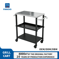 Plateau en acier inoxydable Pinniu pour fours à pizza et plaques de cuisson, facile à nettoyer, chariot de bar extérieur avec crochets en S pour fêtes sur la terrasse, repas en plein air, camping
