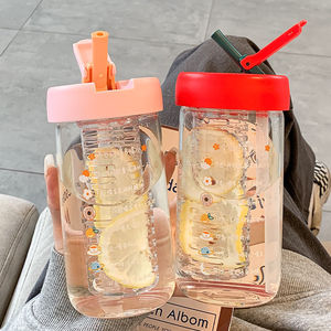 Glass <b>Water</b> <b>Bottle</b> With Straw And <b>Filter</b> Heat Resistant For Tea Brewing Travel Use - Product Image 2