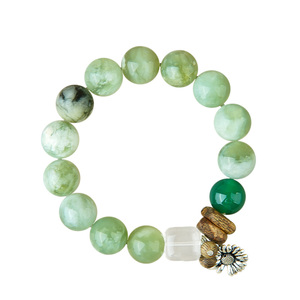 Bracelet en argent 925 plaqué or avec perles en pierre naturelle, forme fleur, style classique, élastique, pour usage quotidien, cadeau pour les fêtes - Product Image 6