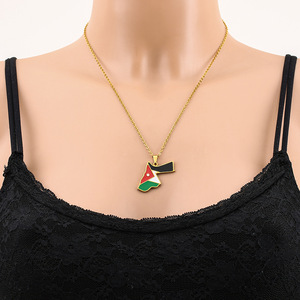 <span class=keywords><strong>Jordan</strong></span> Map Flag collier pendentif goutte d'huile Vintage hommes et femmes titane acier pendentif <span class=keywords><strong>chandail</strong></span> chaîne accessoires - Product Image 4